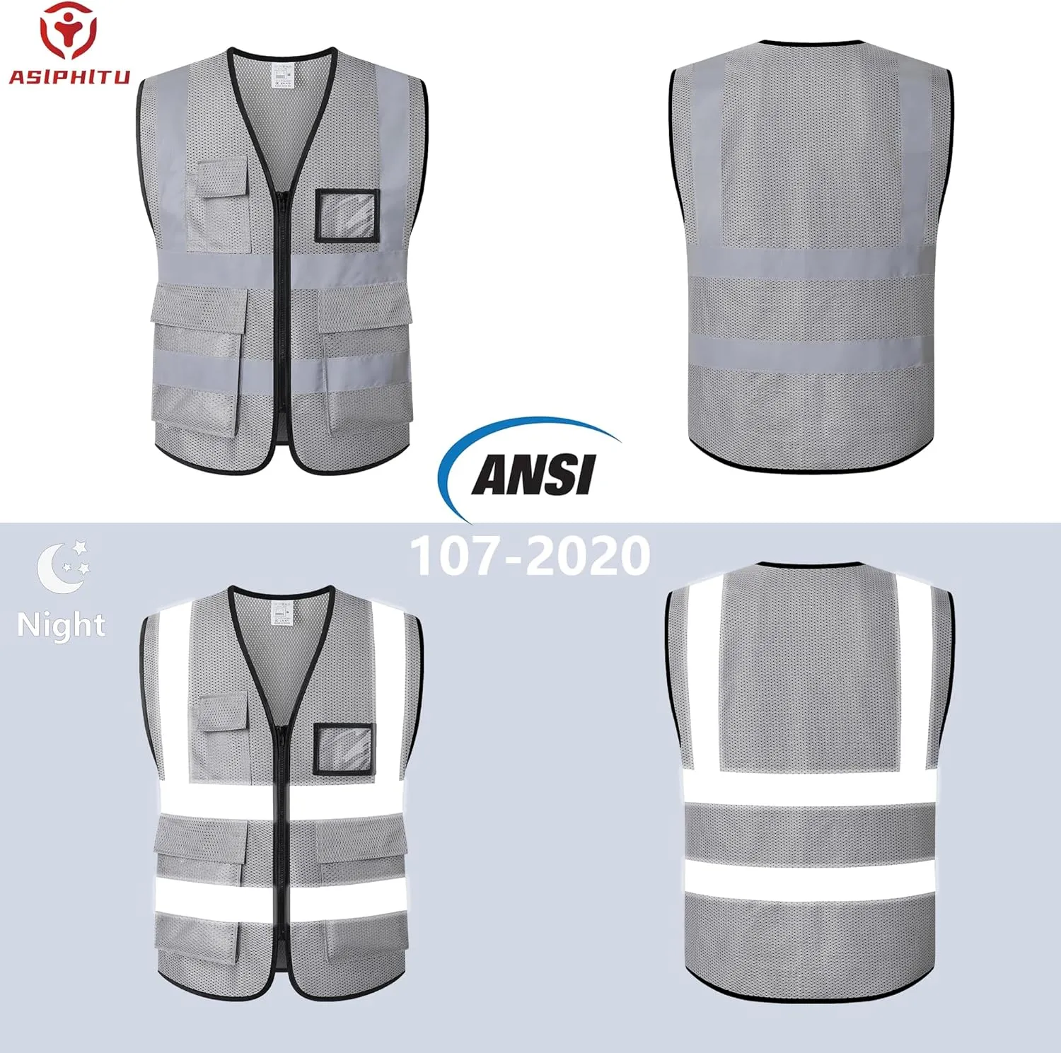 Reflective Safety Vest for Men Women Construction Vest Meet ANSI/ISEA Standard