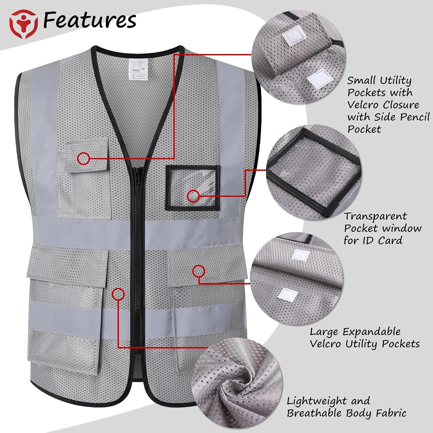 Reflective Safety Vest for Men Women Construction Vest Meet ANSI/ISEA Standard