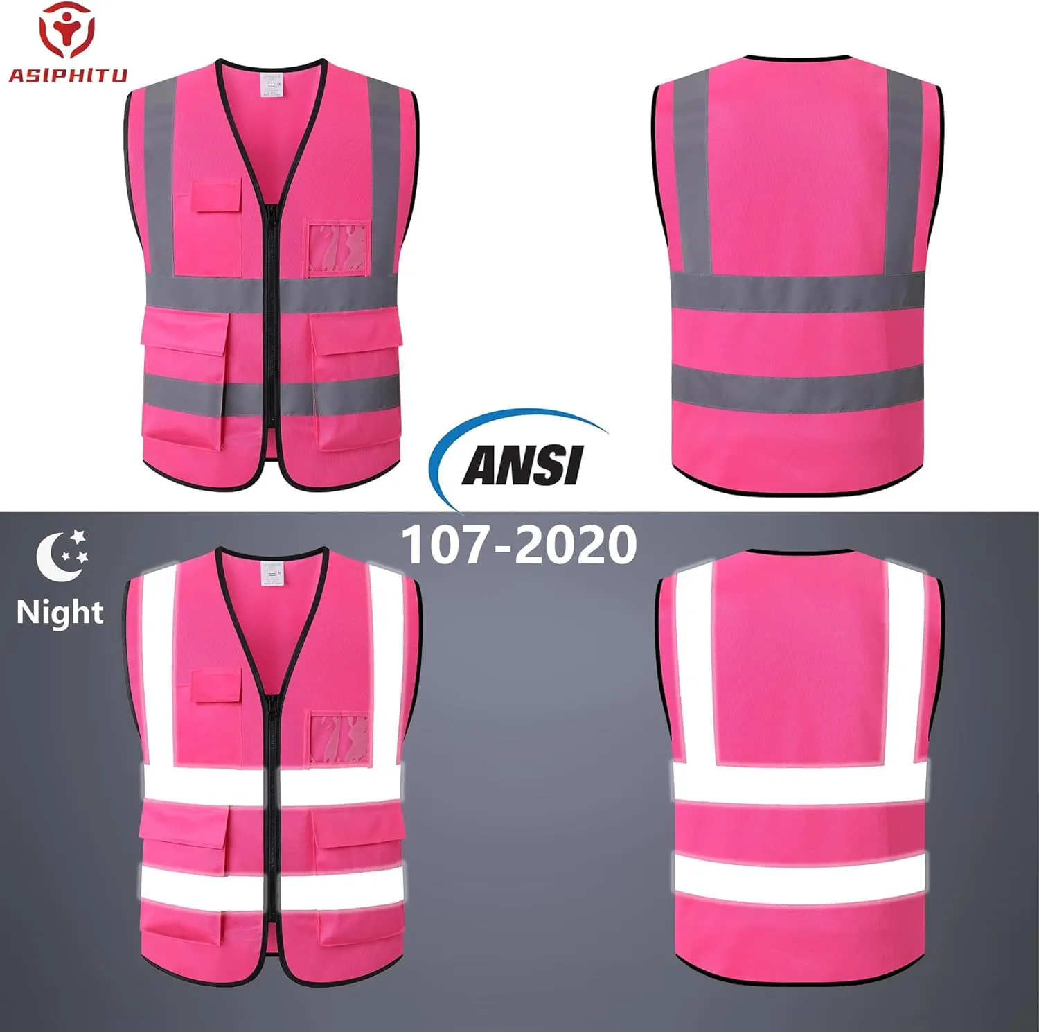 Reflective Safety Vest for Men Women Construction Vest Meet ANSI/ISEA Standard