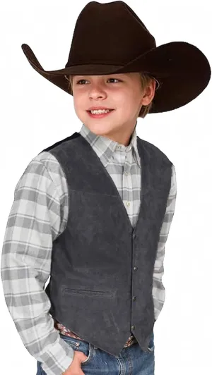 Retro Boys Cowboy Vest Suede Leather Costume Style Western Vest Vintage Waistcoat