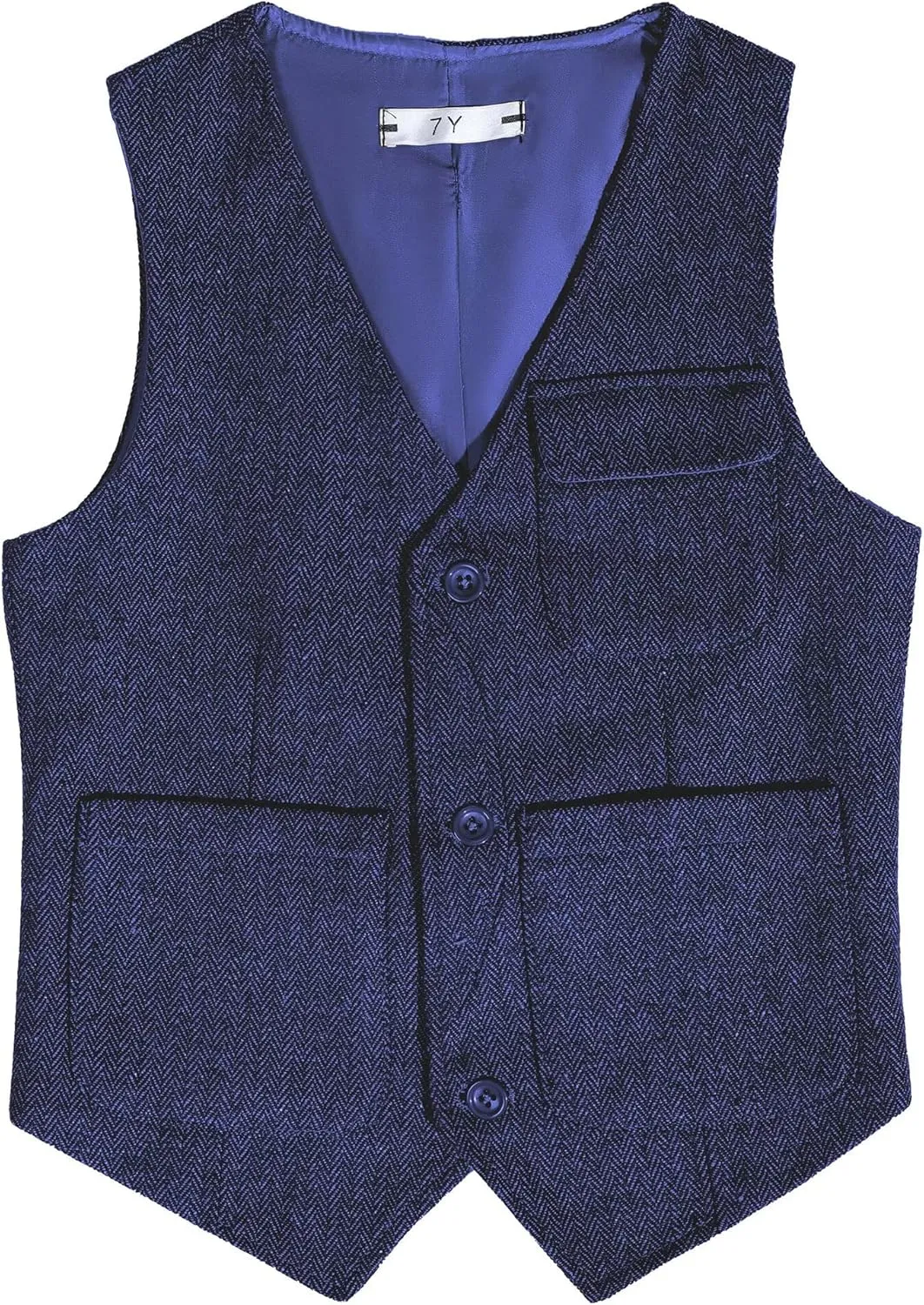Retro Boys Tweed Vest for Kids Formal Dress Herringbone Suit Vest for Toddler Boy Wedding Waistcoat
