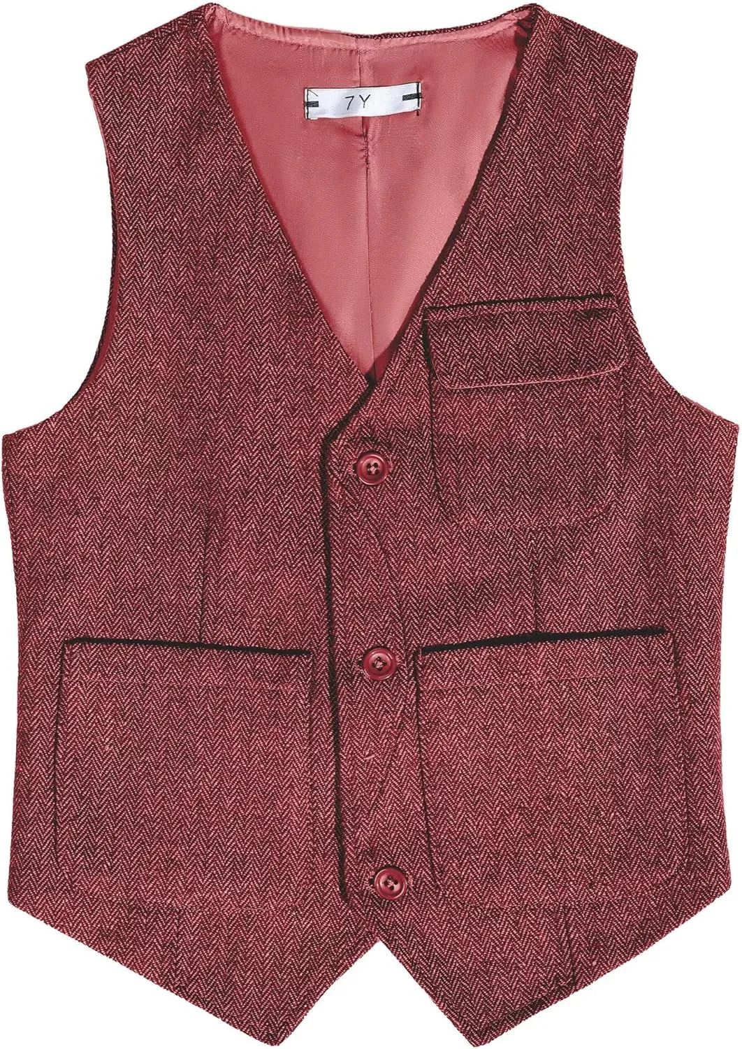 Retro Boys Tweed Vest for Kids Formal Dress Herringbone Suit Vest for Toddler Boy Wedding Waistcoat