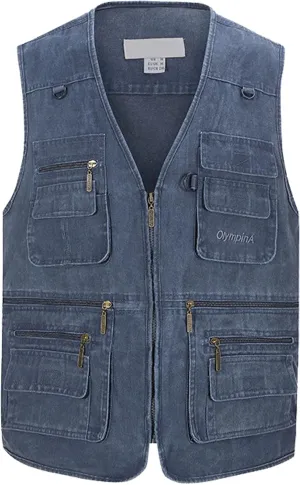 Riutiru Men's Versatile Outdoor Travel Sports Vest, Olympina Multiple Pockets for Work, Fishing, Hunting, Tactical Missions