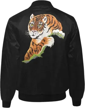 Rocky Balboa Leather Bomber Jacket, Rocky Balboa Action Figures Black Satin Jacket, Tiger Style Tiger Jacket