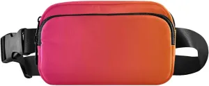 Rose Red Gradient Fanny Pack for Women Men Belt Bag Crossbody Waist Pouch Waterproof Everywhere Purse Fashion Sling Bag for Running Hiking Workout Travel