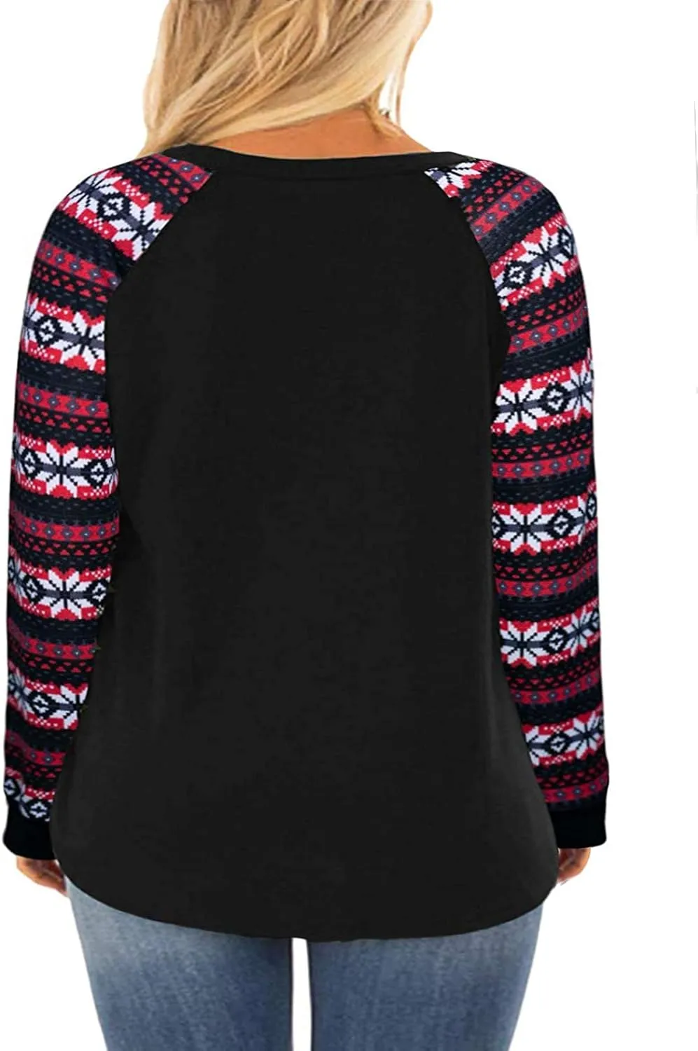 ROSRISS Womens Plus Size Long Sleeve Tunic Crewneck Colorblock Striped Tee Shirt