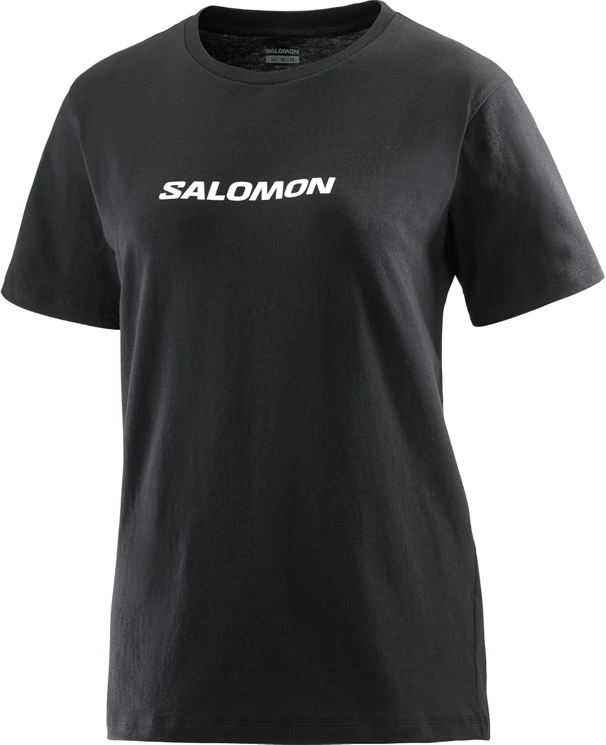 Salomon Women's Logo Short Sleeve Outdoor Short Sleeve T-Shirt, DEEP Black, L