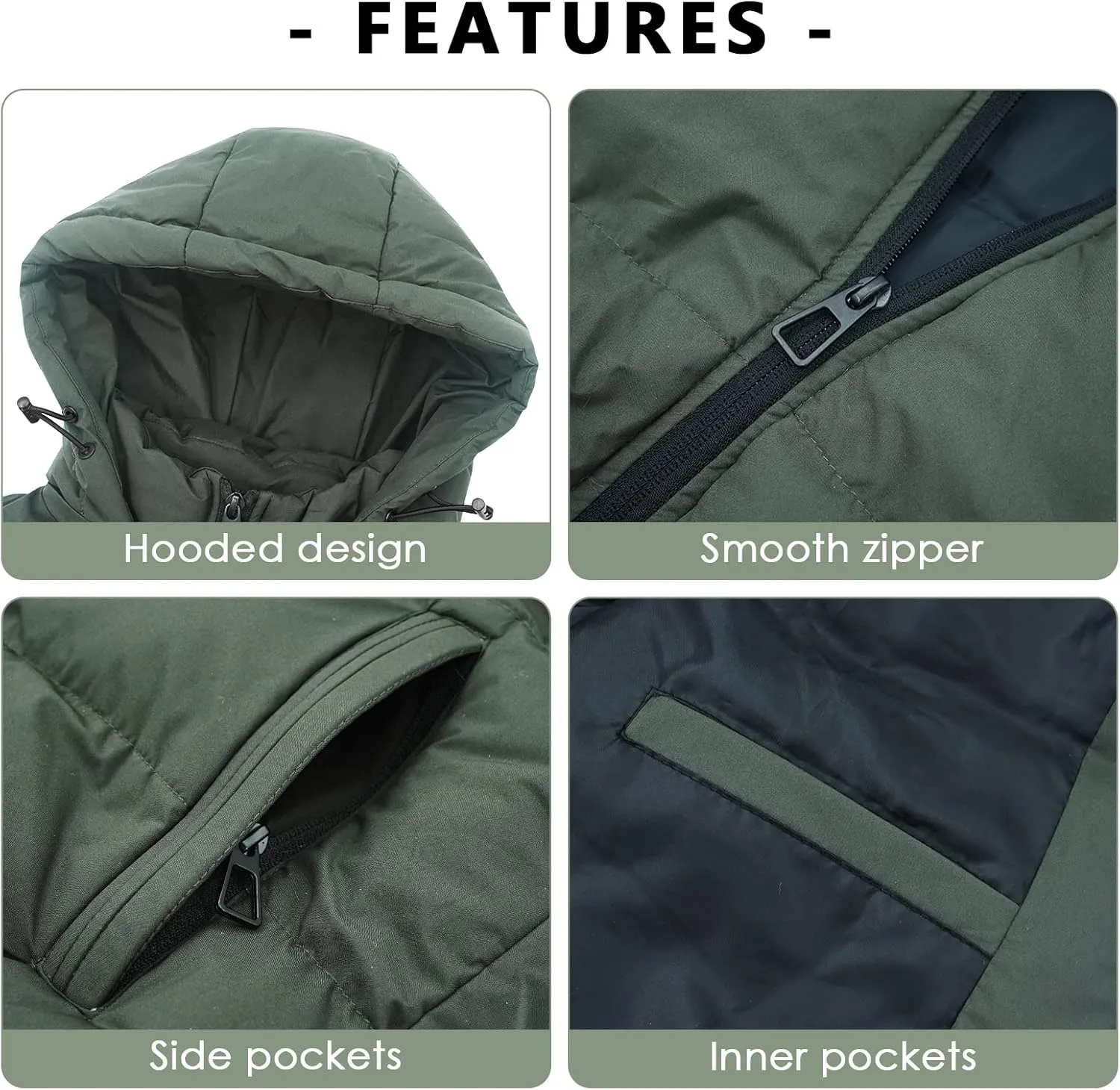 SEAUR Men Puffer Vest Winter Padded Vest Down Vest Sleeveless Jacket Lightweight Gilet Casual Hood Gilet Insulated Vest