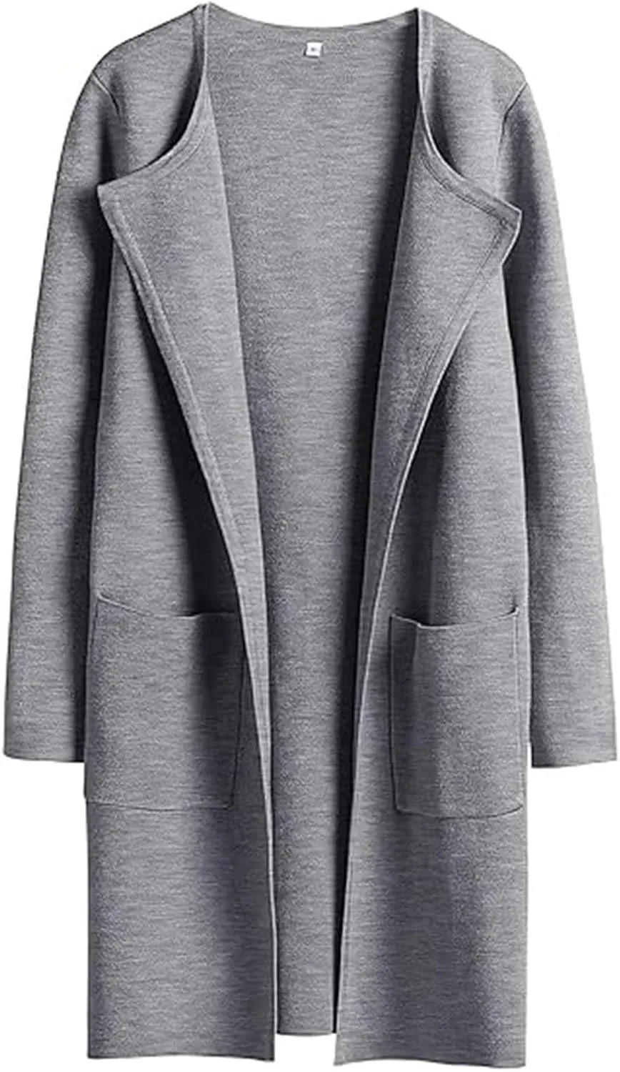 SHAOBGE Womens Knit Sweater Womens Knit Cardigan Sweaters Oversized Open Front Long Sleeve Lapel Tan Sweater Women