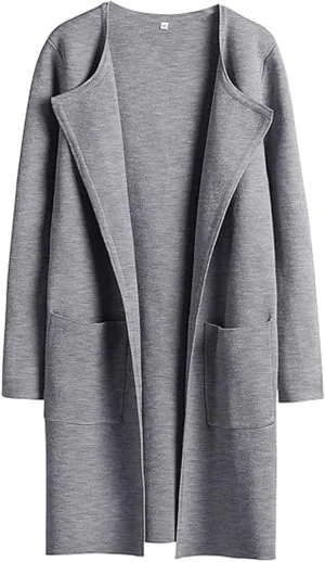 SHAOBGE Womens Knit Sweater Womens Knit Cardigan Sweaters Oversized Open Front Long Sleeve Lapel Tan Sweater Women