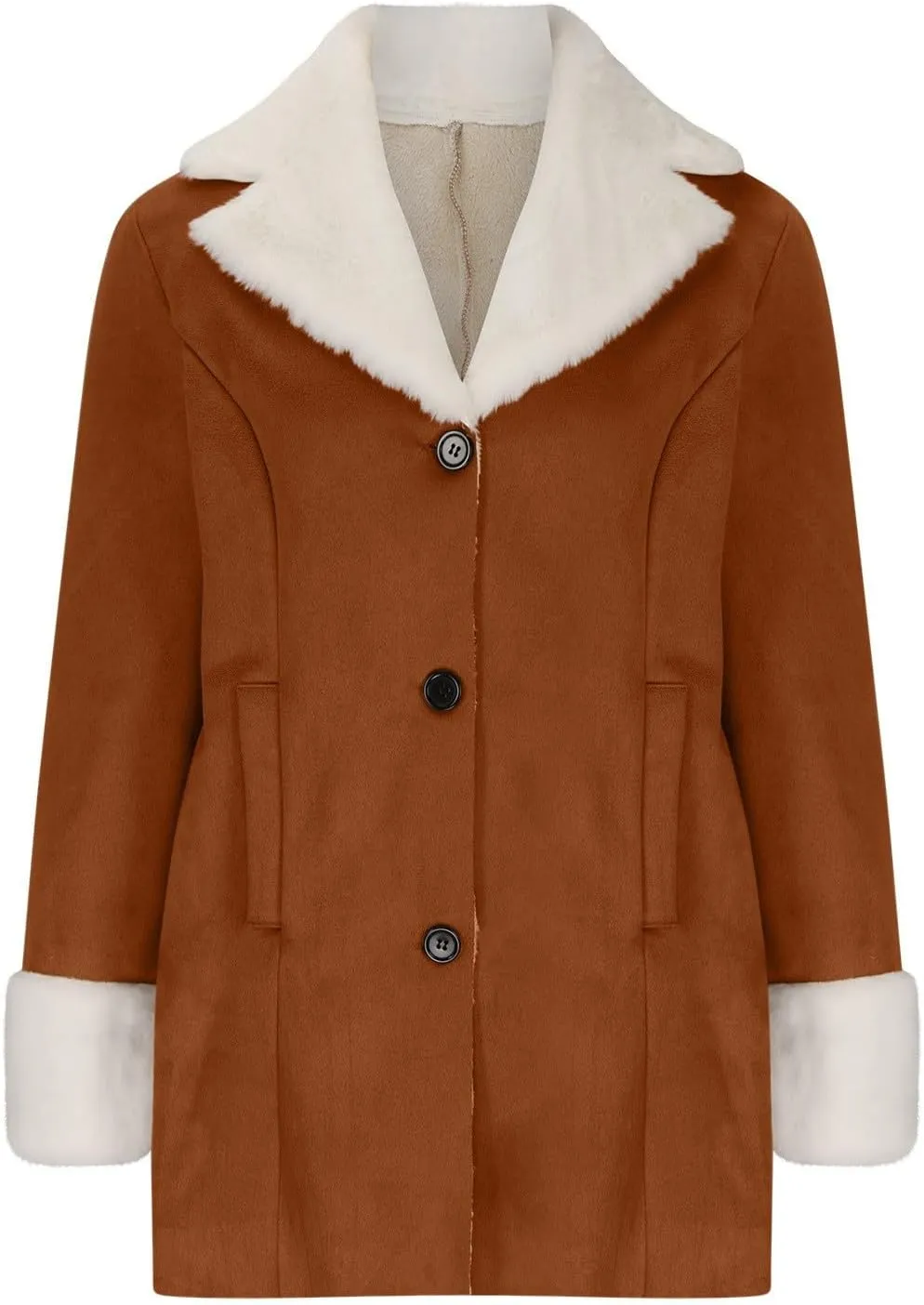 Sherpa Jacket Women Fleece Coat Oversized Solid Color Lapel Velvet Jacket Button Down Winter Fuzzy Outwear Coat