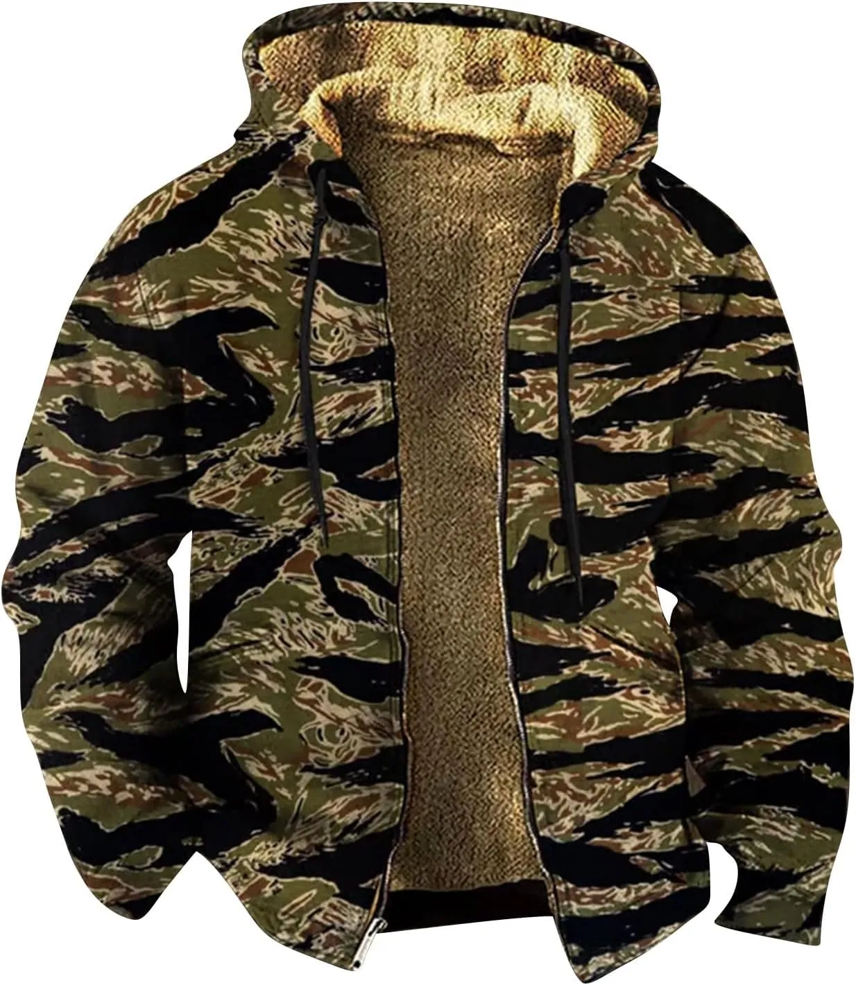 Sherpa Lined Hoodie for Men Heavyweight Winter Warm Fleece Jacket Plus Size Full Zip Up Thick Sweatshirt with Pockets