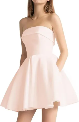 Short Homecoming Prom Dresses 2025 Strapless Mini Wedding Dress for Bride A Line Satin Cocktail Dress Ball Gowns
