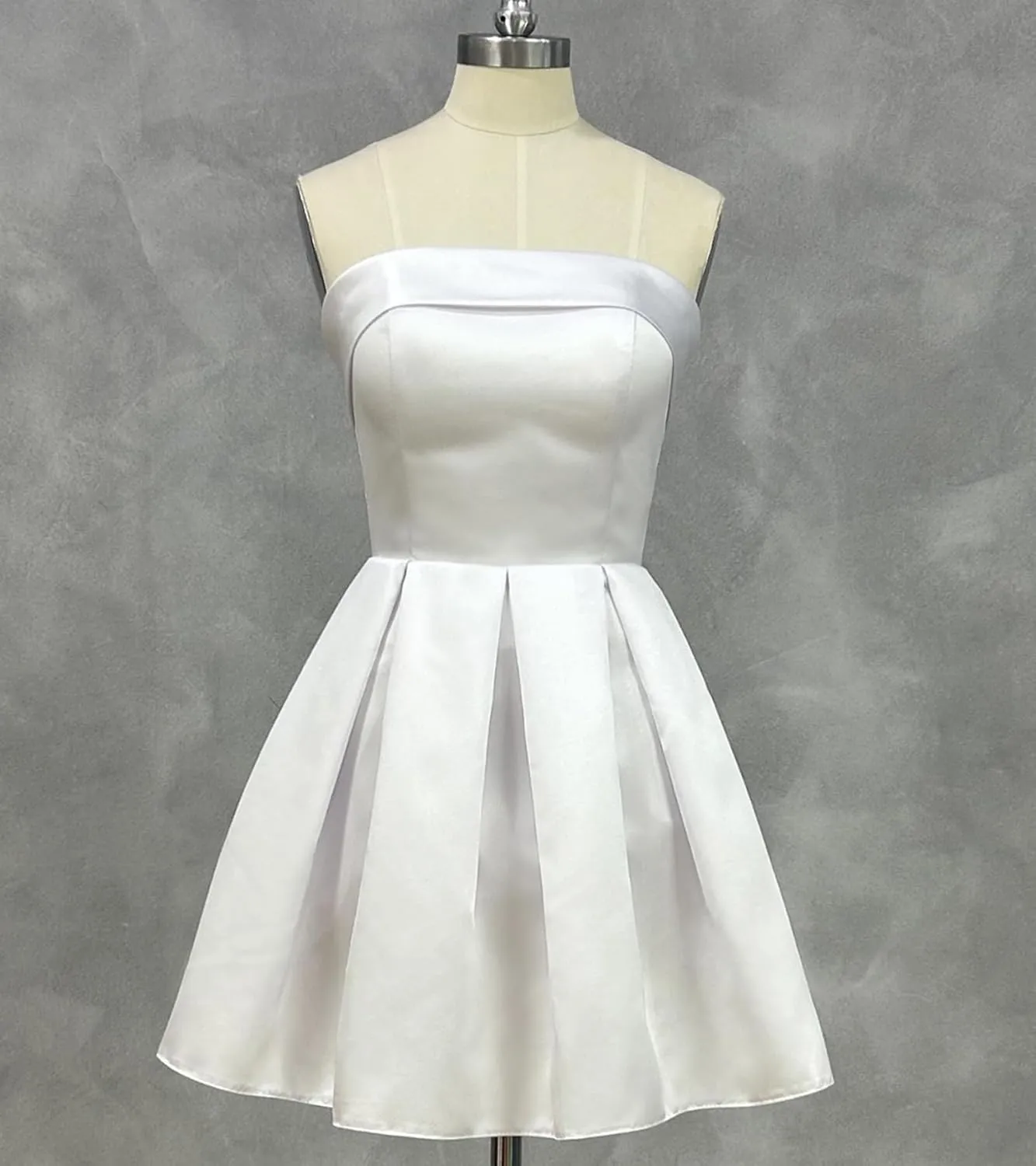 Short Homecoming Prom Dresses 2025 Strapless Mini Wedding Dress for Bride A Line Satin Cocktail Dress Ball Gowns