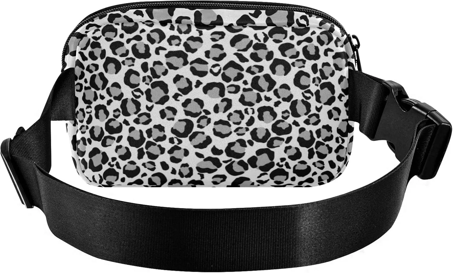 Sliver Snow Leopard Fanny Pack for Women Men Belt Bag Crossbody Waist Pouch Waterproof Everywhere Purse Fashion Sling Bag for Running Hiking Workout Walking