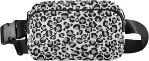 Sliver Snow Leopard Fanny Pack for Women Men Belt Bag Crossbody Waist Pouch Waterproof Everywhere Purse Fashion Sling Bag for Running Hiking Workout Walking