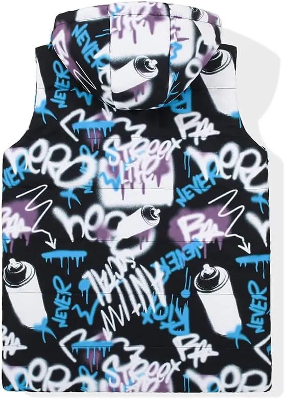 SNOW DREAMS Boys Puffer Vest Hooded Quilted Outwear Sleeveless Jacket Lined Zipper Waistcoat