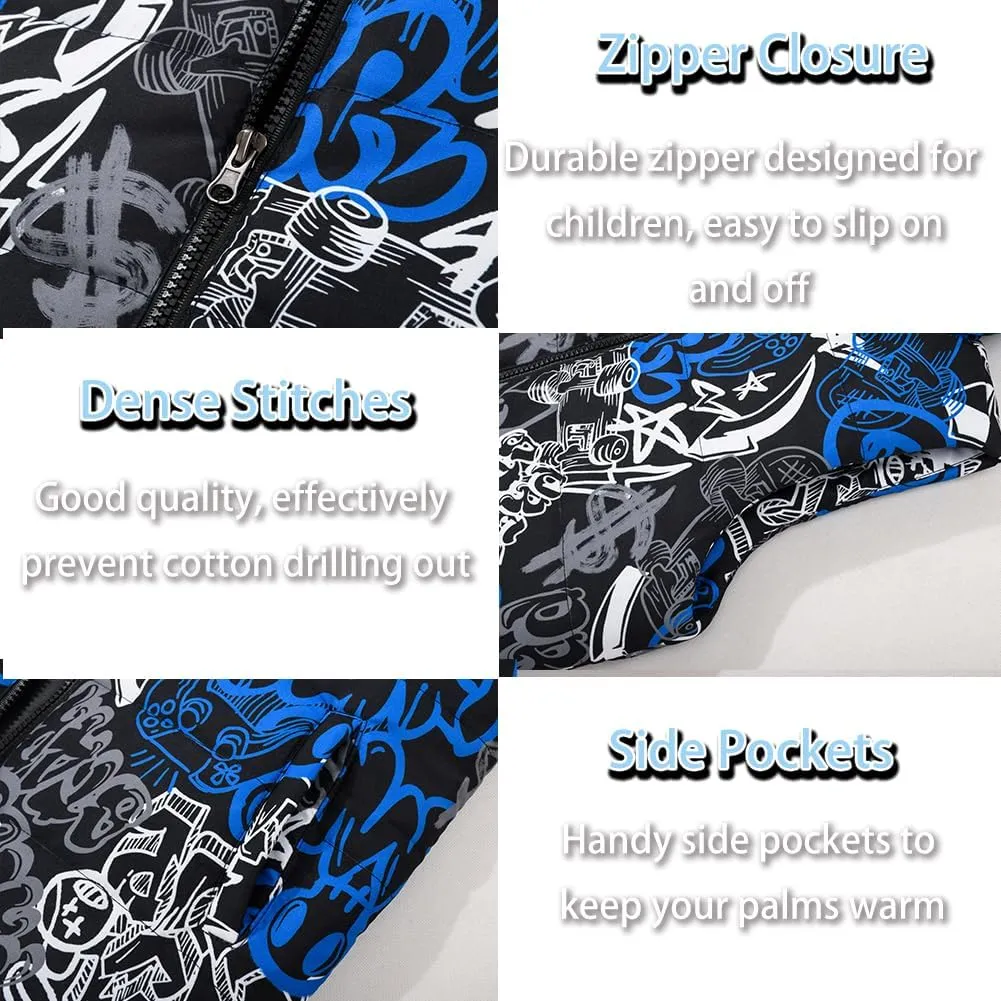 SNOW DREAMS Boys Puffer Vest Hooded Quilted Outwear Sleeveless Jacket Lined Zipper Waistcoat