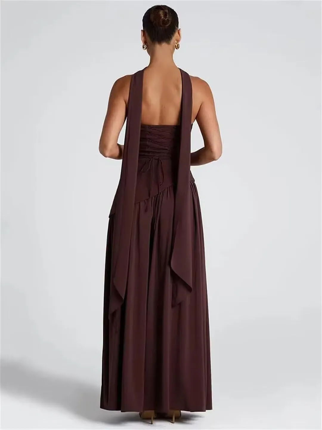 Strapless Bridesmaid Dresses Long with Scarf 2025 Satin Pleated Prom Dress VS190