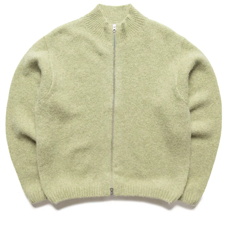 Stussy Brushed Mock Full Zip Sweater - Sage