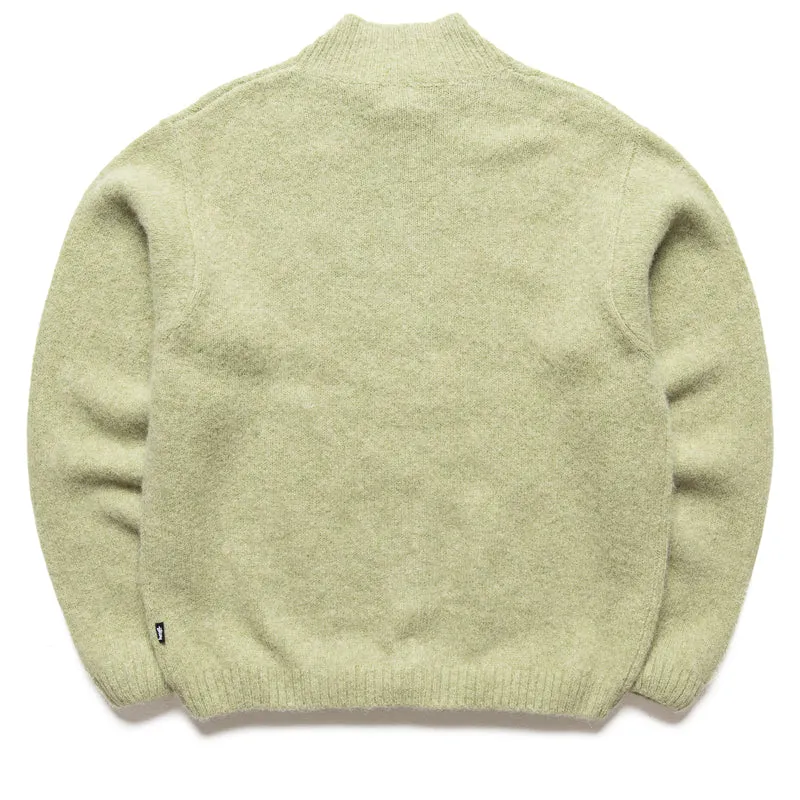 Stussy Brushed Mock Full Zip Sweater - Sage