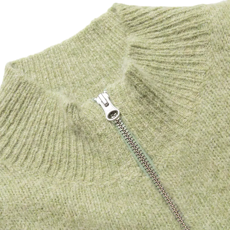 Stussy Brushed Mock Full Zip Sweater - Sage