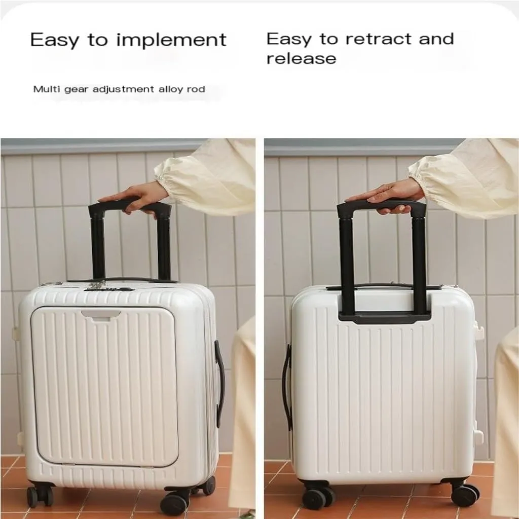 Suitcase Fashionable Zipper Suitcase For Men, 20-inch High-end Multi-function Double-row Spinner Suitcase For Women Suitcases, Brown