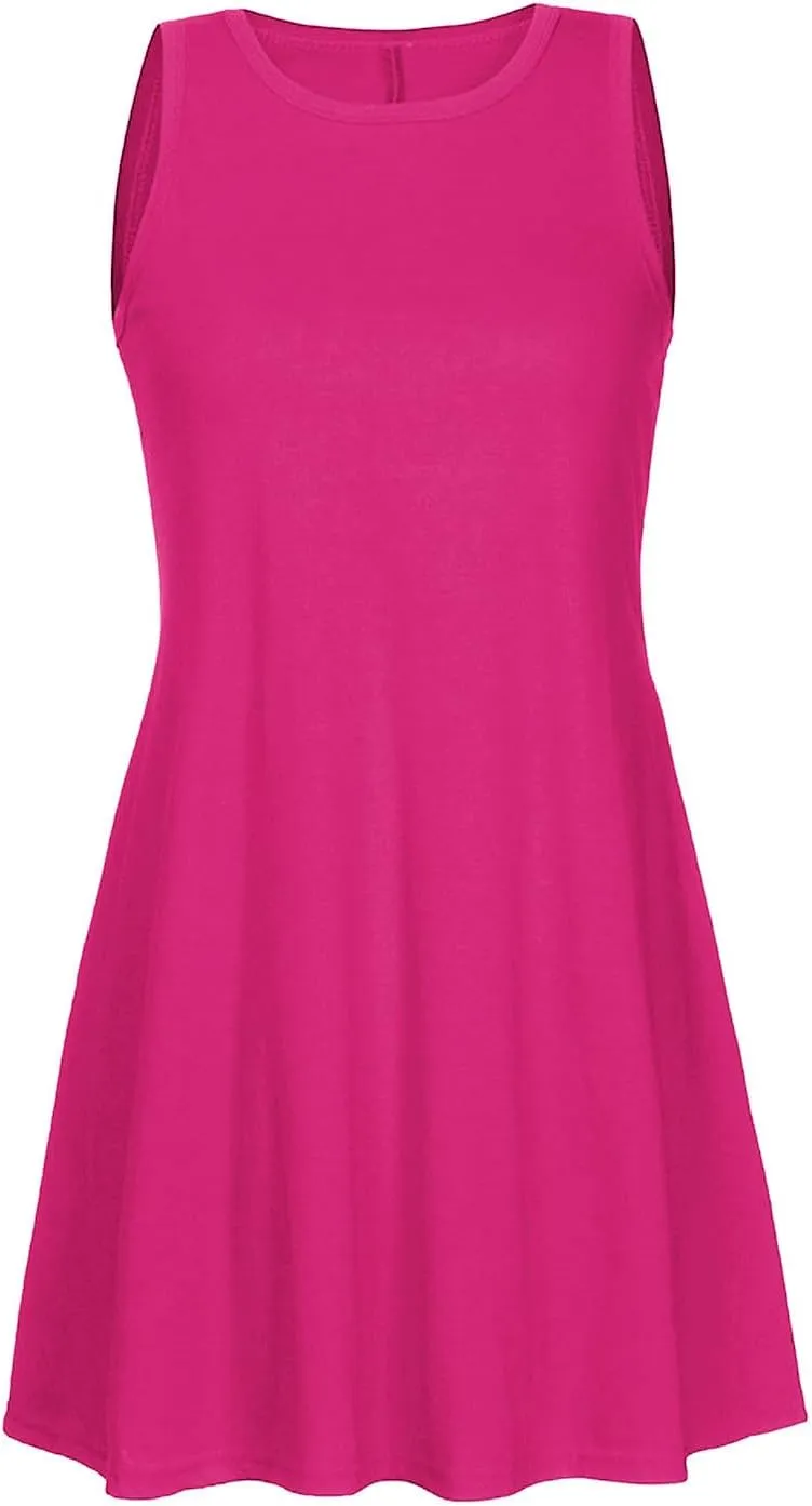 Summer Dresses for Women Casual Loose Sleeveless Sundresses Fashion Solid Tank Dress Beach Vacation Swing Dress
