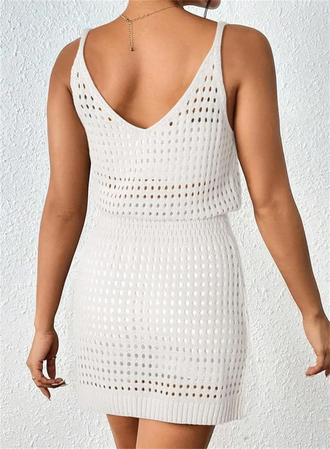 Swimsuit Coverup for Women Casual Crochet Hollow Out Knit Beach Bathing Suit Swim Cover Ups Summer Mini Vacation Dresses