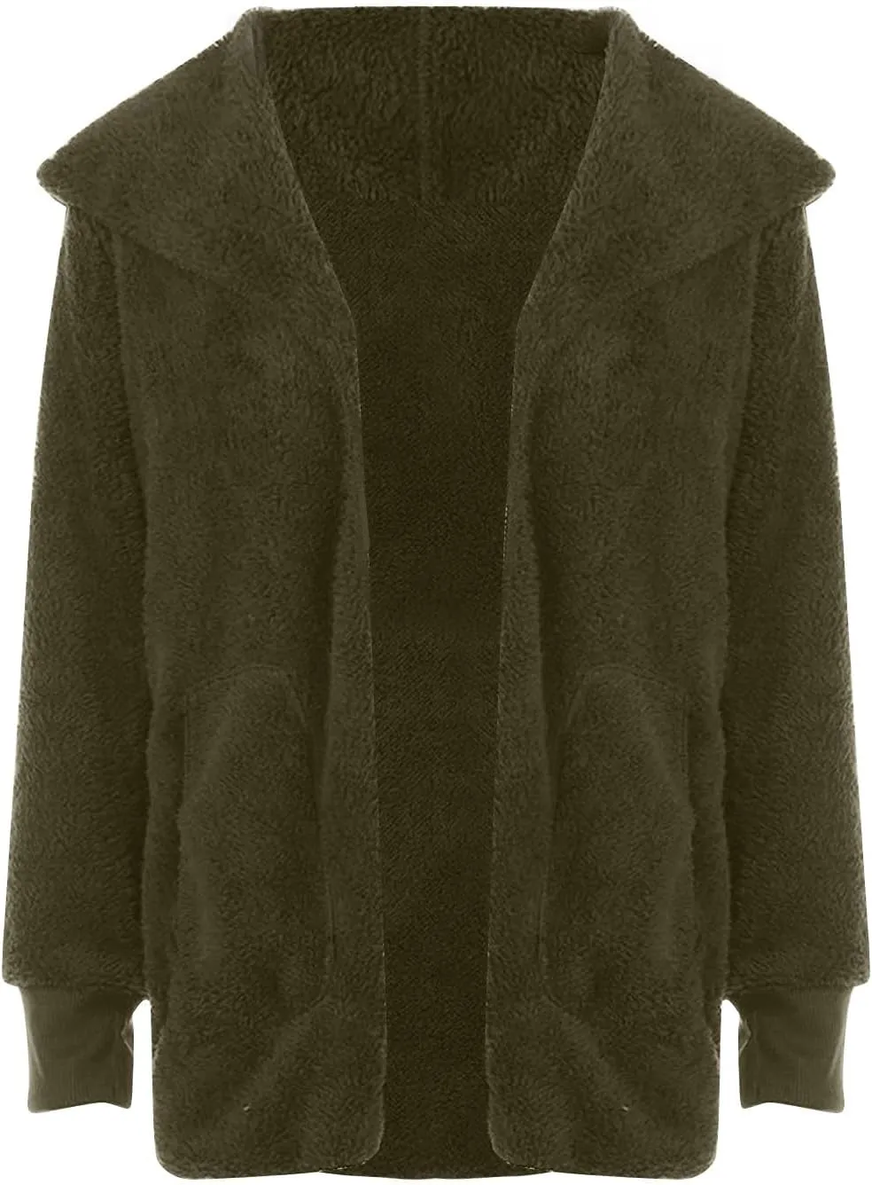 TANGNADE Sherpa Jacket Women with Hood Fleece Fuzzy Hooded Casual Coats Winter Cardigan Open Front Coat Outwear