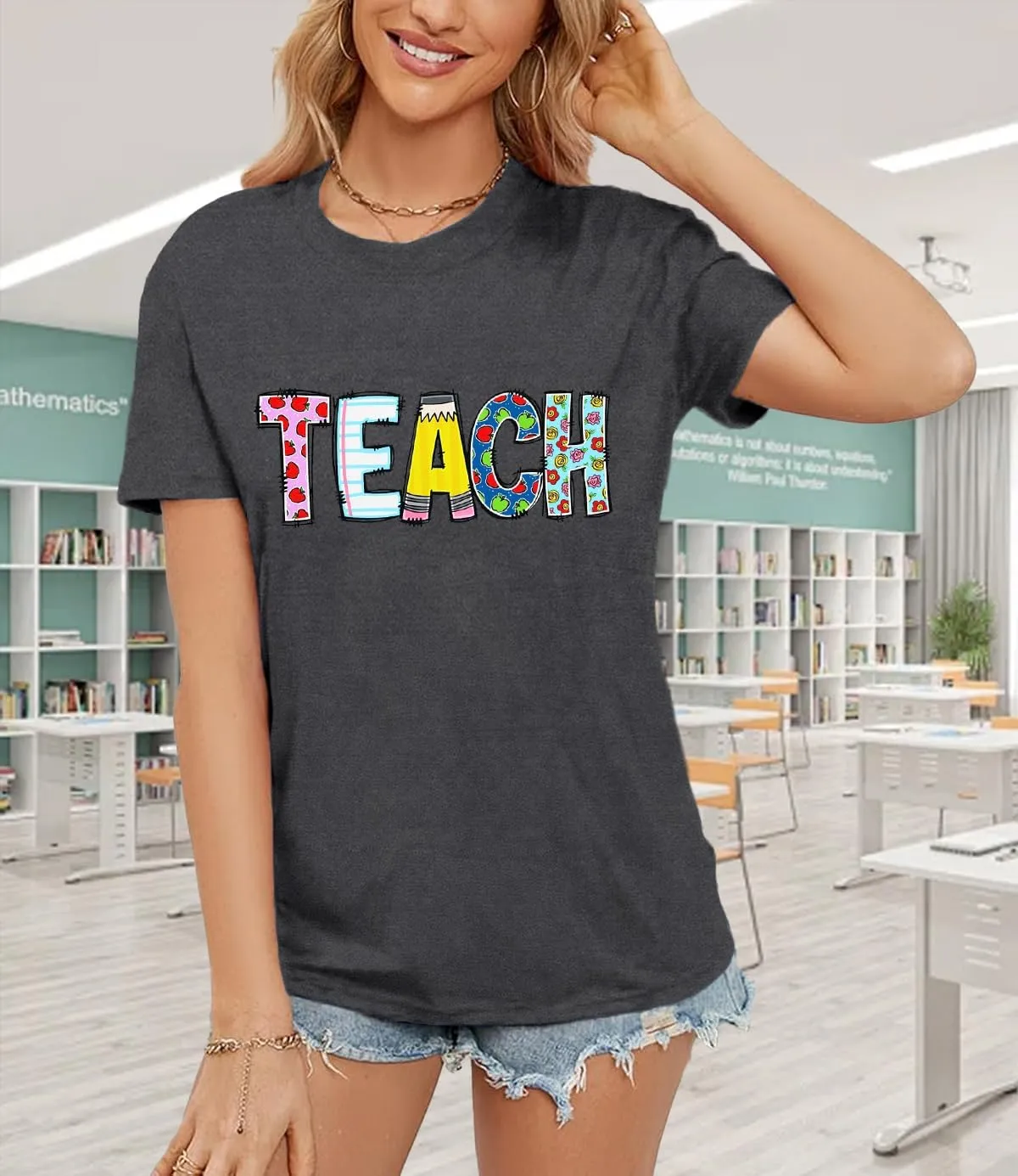 Teacher Shirts for Women Teach Teaching Tshirt Teacher Life Tee Tops