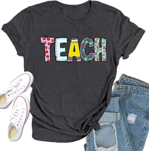 Teacher Shirts for Women Teach Teaching Tshirt Teacher Life Tee Tops