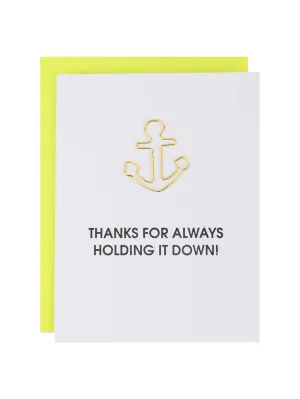 Thanks For Always Holding It Down - Paper Clip Letterpress Card