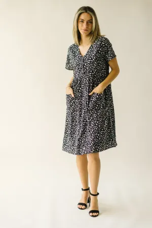 The Corinna Button-Up Midi Dress in Black Multi