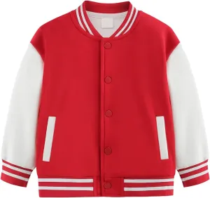 Toddler Baby Boy Girl Baseball Jacket Y2 Varsity Bomber Jackets Print Color Block Button Letterman