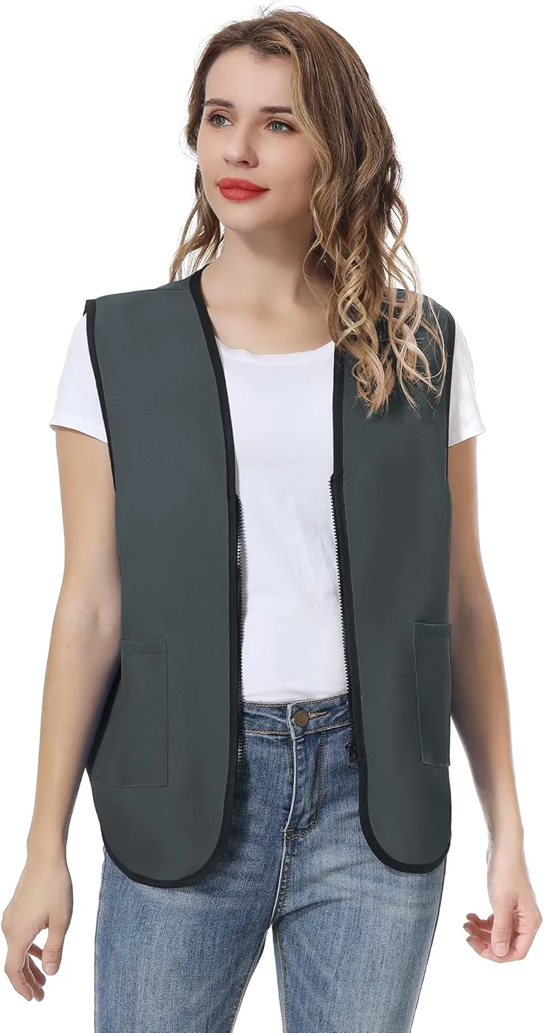 TopTie Supermarket Uniform Vest Zipper Volunteers Event Vest Unisex Waistcoat