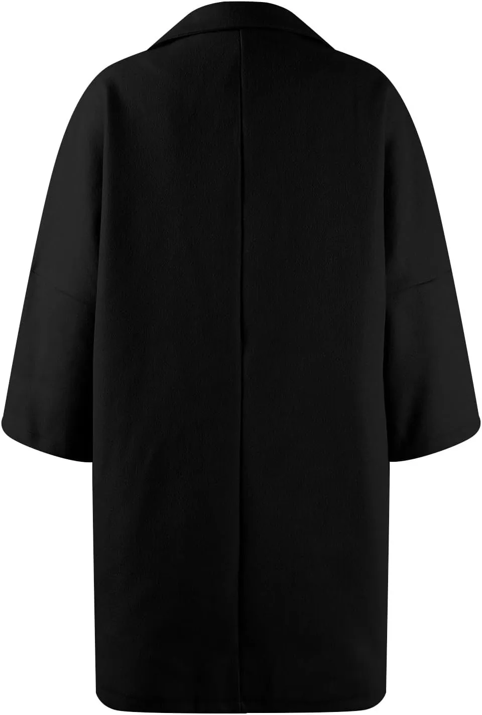 Trench Coat Women 3/4 Sleeve Lapel Neck Winter Pea Coats Casual Thermal Single Breasted Jacket Overcoat with Pockets