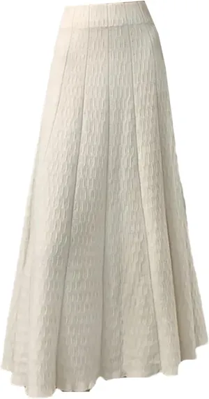 UIOKLMJH Knitted Long Skirt for Women Autumn Winter Pleated High Waist A-Line Elegant Casual Slim Midi Skirt