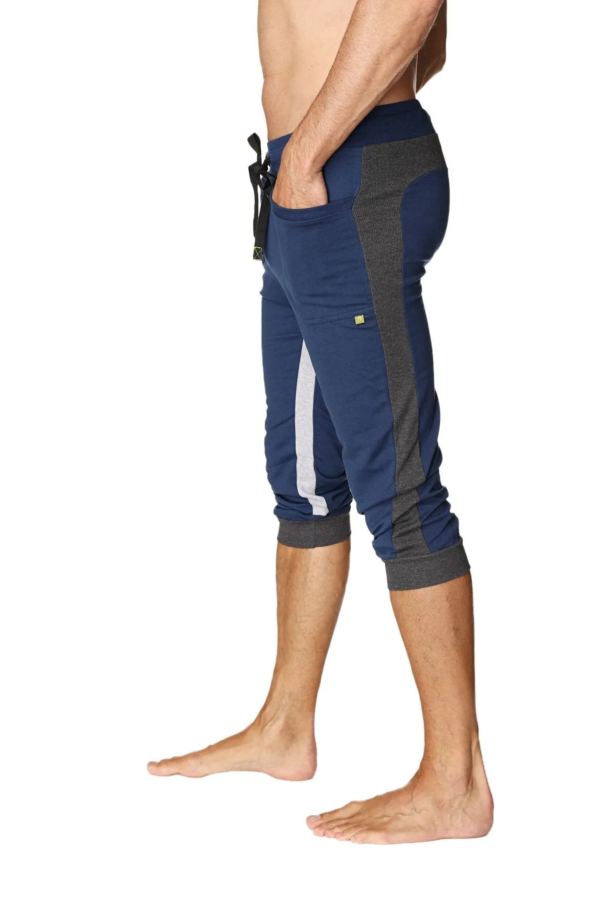 Ultra-Flex Tri-color Cuffed Yoga Pant (ROYAL w/Charcoal & Grey)