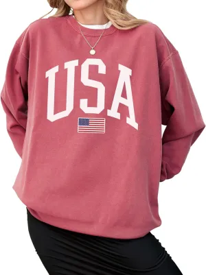 USA Flag Sweatshirt for 4th of July, Independence Day  Graphic Pullover for Women, Men, Unisex, 80% Cotton