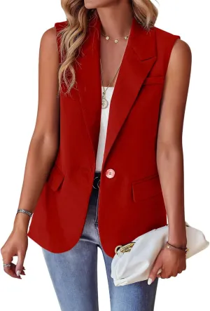 utcoco Women's Casual Business Blazer Vest Sleeveless Open Front Blazer Waistcoat with Pockets