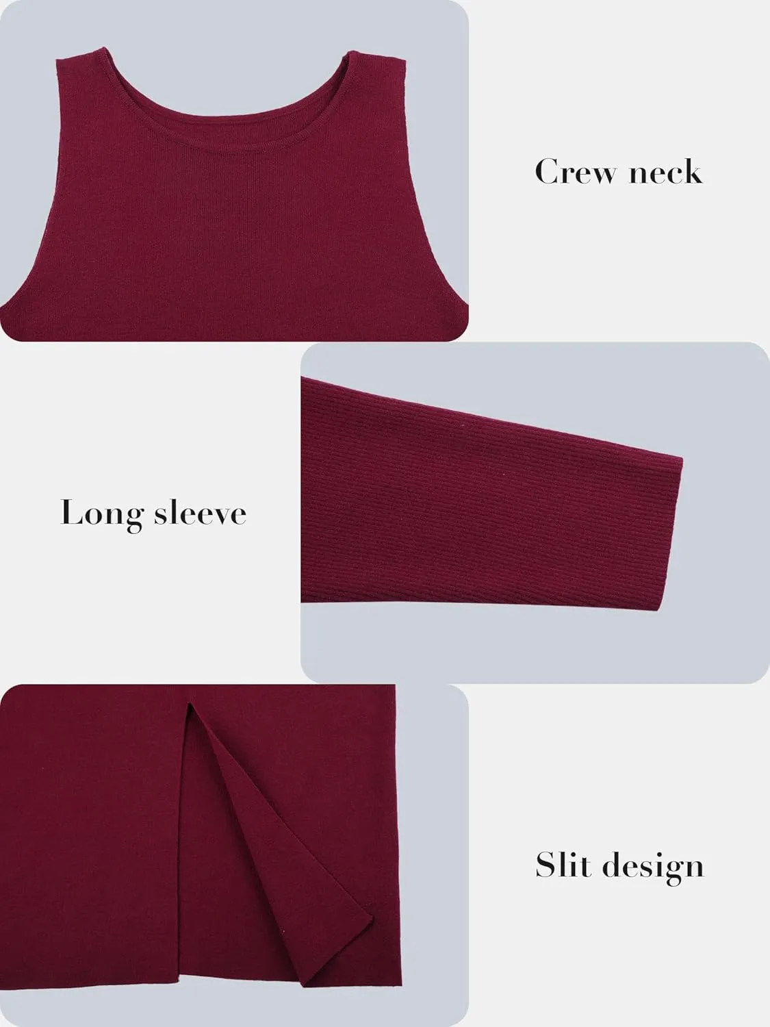 V FOR CITY Maternity Dress Sweater Two Piece Sets for Women Bodycon Dresses Tank Slit Cropped Cardigan Long Sleeve Knit