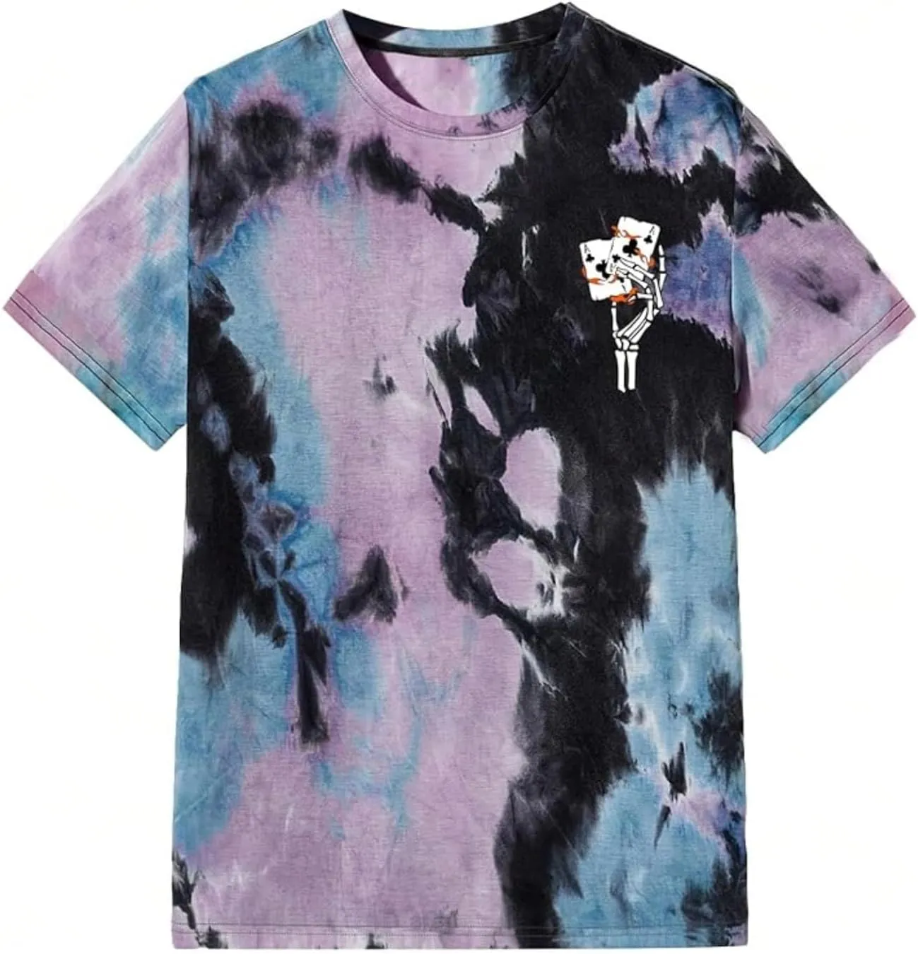 Verdusa Men's Tie Dye Short Sleeve Round Neck Graphic Tee Tops