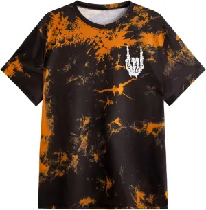 Verdusa Men's Tie Dye Short Sleeve Round Neck Graphic Tee Tops