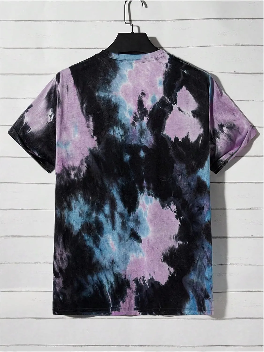 Verdusa Men's Tie Dye Short Sleeve Round Neck Graphic Tee Tops