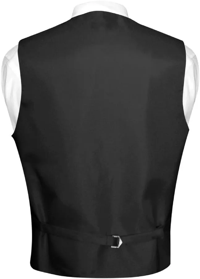 Vesuvio Napoli Men's Paisley Design Dress Vest & Bow Tie CHARCOAL GREY Color BOWTie Set