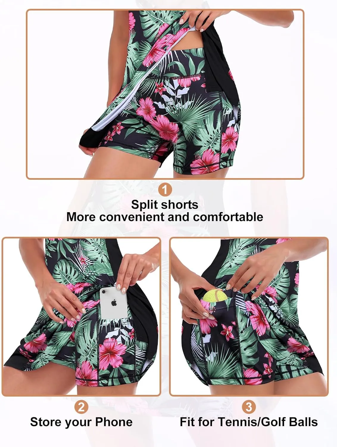 Viracy Tennis Dress Golf Dresses for Women with Shorts, Pockets Sleeveless Zip Up Stand Collar Lightweight Athletic Dress