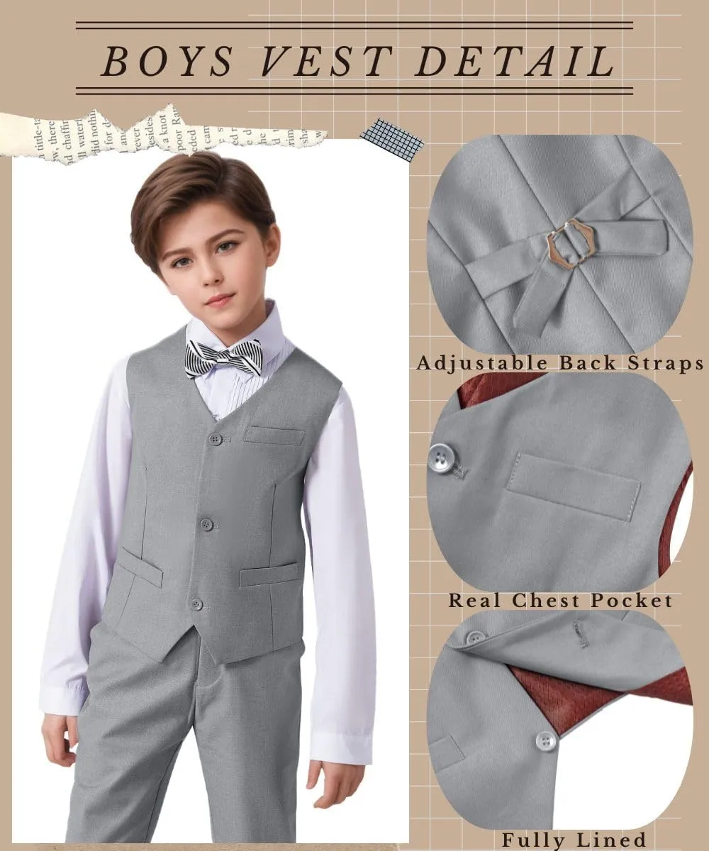 Visaccy 3 Buttons Boys Girls Fully Lined Formal Suit Vest