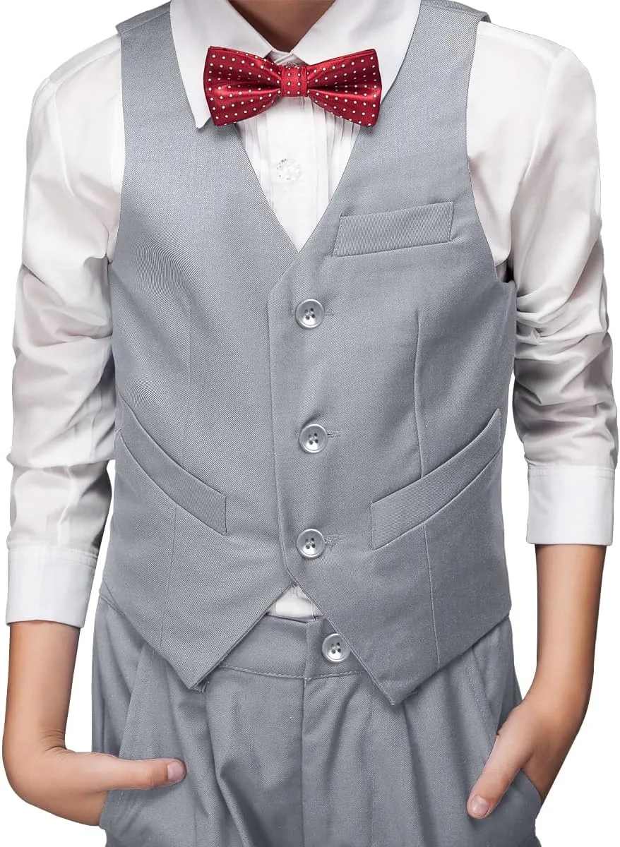 Visaccy 3 Buttons Boys Girls Fully Lined Formal Suit Vest