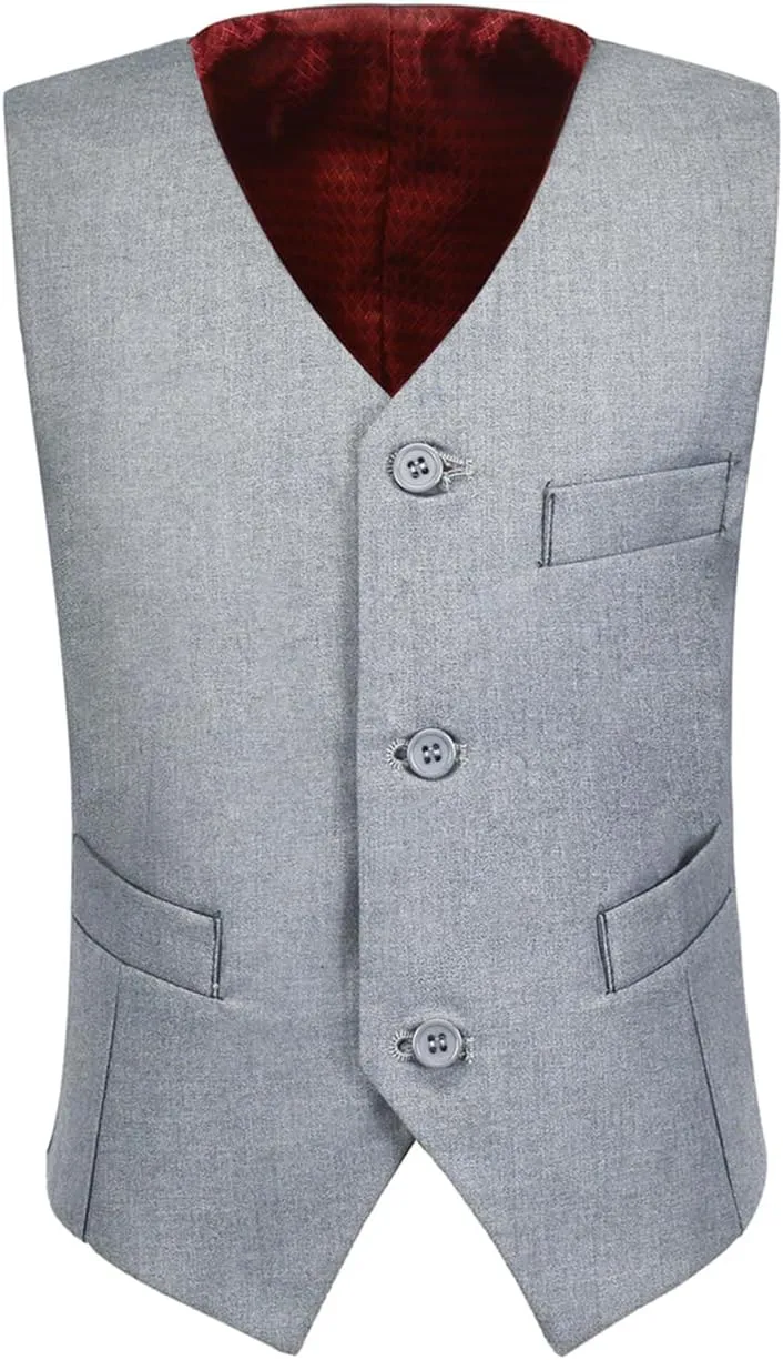 Visaccy 3 Buttons Boys Girls Fully Lined Formal Suit Vest